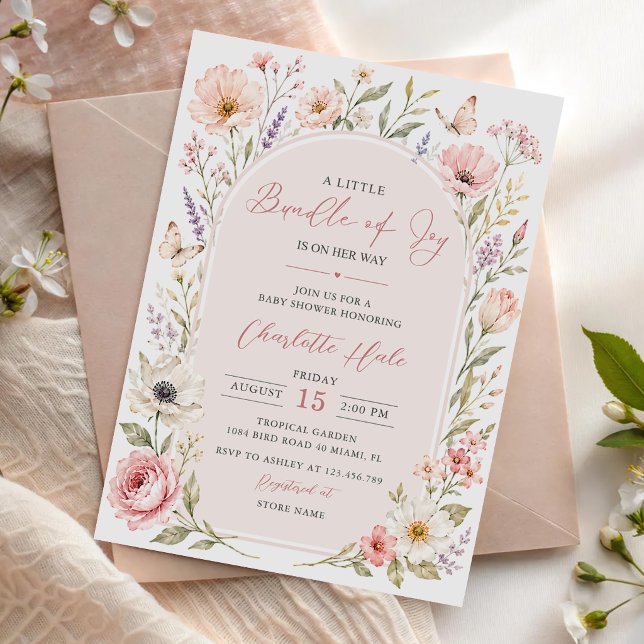 Little Bundle Floral Baby Shower Invitation (Creator Uploaded)
