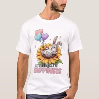 Little Bundle of Happiness Cute Bunny on Sunflower T-Shirt