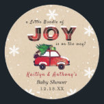 Little Bundle of Joy | Christmas Baby Shower Classic Round Sticker<br><div class="desc">Celebrate in style with these trendy baby shower stickers. The design is easy to personalise with your own wording and your family and friends will be thrilled when they see these fabulous stickers.</div>