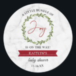 Little Bundle Of Joy Christmas Baby Shower Classic Round Sticker<br><div class="desc">Celebrate in style with these trendy baby shower stickers. The design is easy to personalise with your own wording and your family and friends will be thrilled when they see these fabulous stickers.</div>