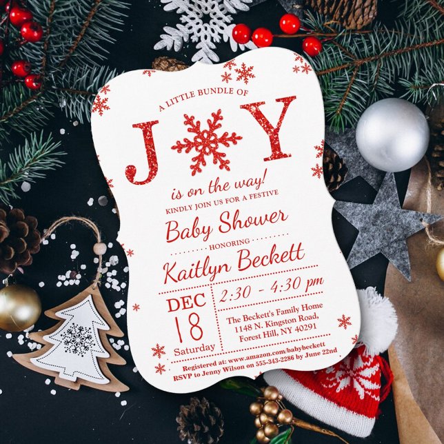 Little Bundle Of Joy Christmas Baby Shower Invitation (Creator Uploaded)