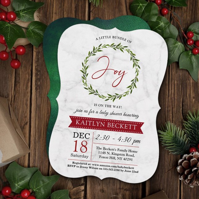 Little Bundle Of Joy Christmas Baby Shower Invitation (Creator Uploaded)