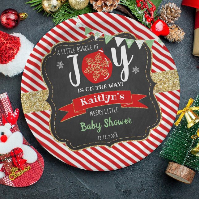 "Little Bundle Of Joy" Christmas Baby Shower Paper Plate (Creator Uploaded)