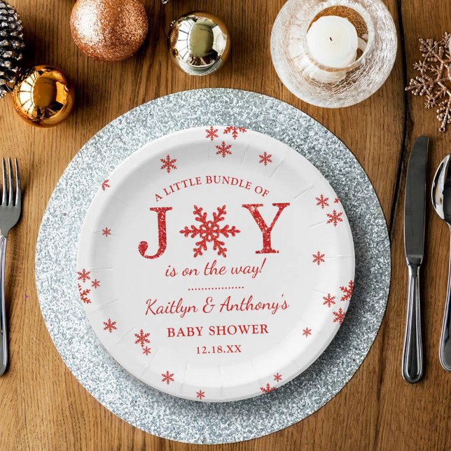 Little Bundle Of Joy Christmas Baby Shower Paper Plate (Creator Uploaded)