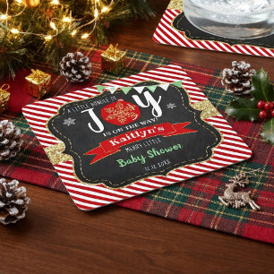 "Little Bundle Of Joy" Christmas Baby Shower Square Paper Coaster
