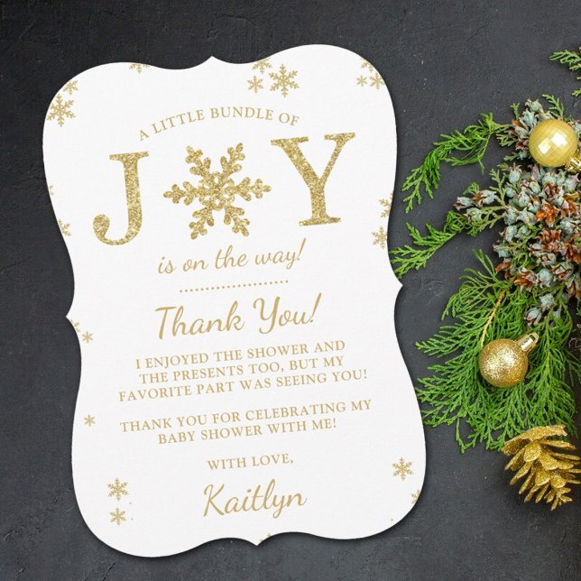 Little Bundle Of Joy Christmas Baby Shower Thank You Card (Creator Uploaded)