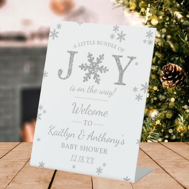 Little Bundle Of Joy Christmas Baby Shower Welcome Pedestal Sign (Creator Uploaded)