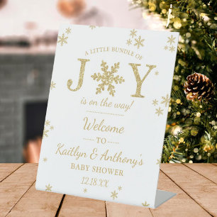 Little Bundle Of Joy Christmas Baby Shower Welcome Pedestal Sign