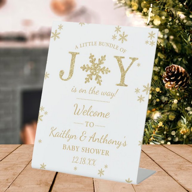 Little Bundle Of Joy Christmas Baby Shower Welcome Pedestal Sign (Creator Uploaded)