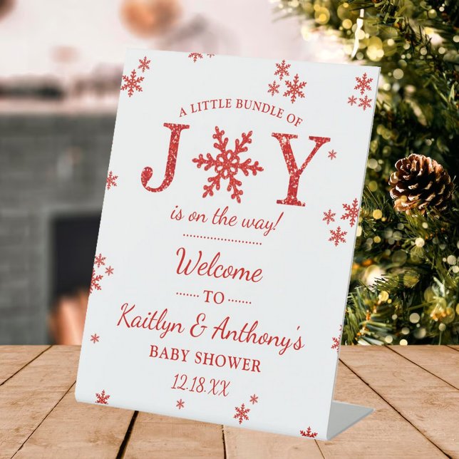 Little Bundle Of Joy Christmas Baby Shower Welcome Pedestal Sign (Creator Uploaded)
