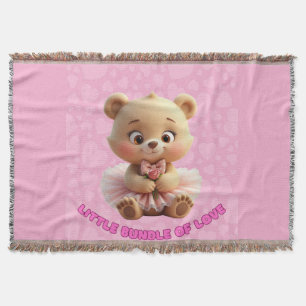 Little Bundle of Love – Cute Baby Bear in Tutu Des Throw Blanket