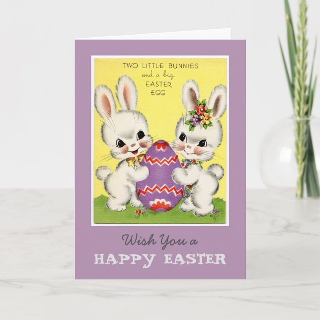 Little Bunnies and Easter Egg Greeting Card (Front)