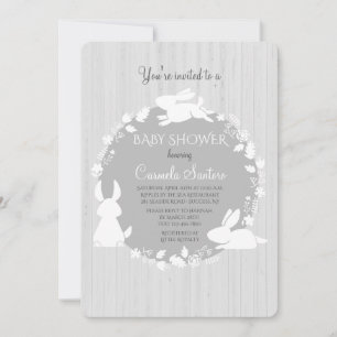 Little Bunnies Grey Invitation