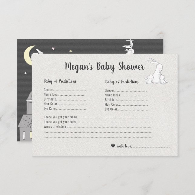 Little Bunnies | Twins Baby Shower Guessing Game Invitation (Front/Back)