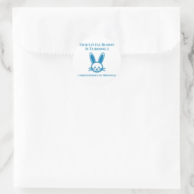 Little Bunny 1st Birthday Classic Round Sticker (Bag)