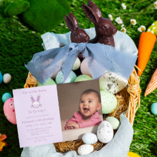 Little Bunny 1st Birthday Invitation