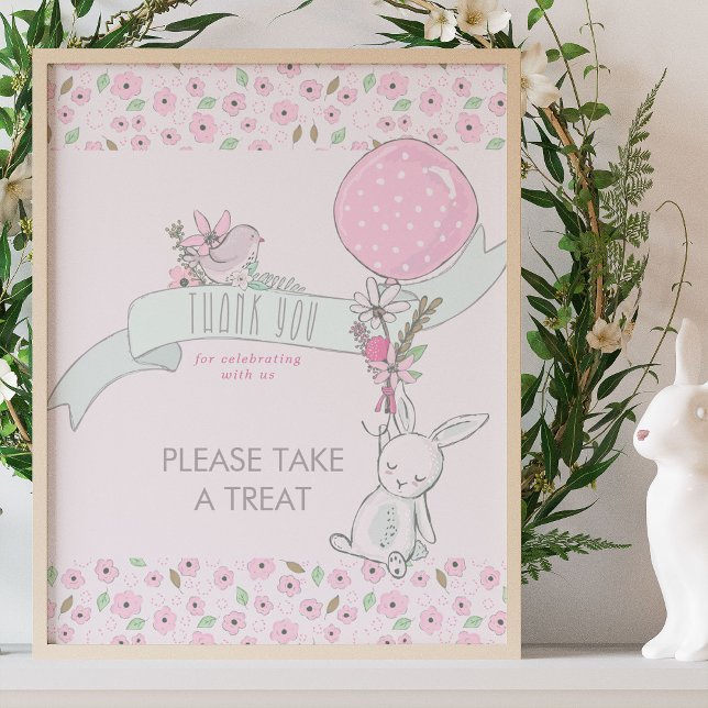 Little Bunny and Balloon Baby Shower Treat Poster (Favor Table Poster from my Little Bunny & Balloon Baby Shower collection - buy printed or a download)