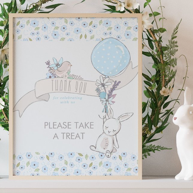 Little Bunny and Balloon Boy Baby Shower Treat Poster (Favor Table Poster from my Little Bunny & Balloon Baby Shower collection - buy printed or a download)