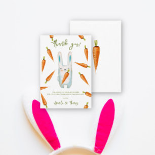Little bunny and carrots baby shower - thank you card