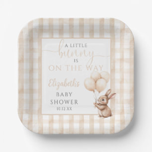 Little Bunny Balloons Gender Neutral Baby Shower Paper Plate