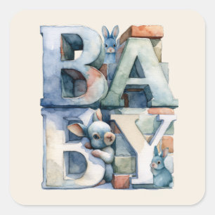 Little Bunny Blocks Square Sticker