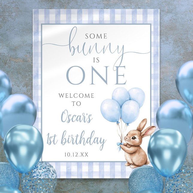 Little Bunny Blue 1st Birthday Welcome Sign (Little Bunny Blue 1st Birthday Welcome Sign)