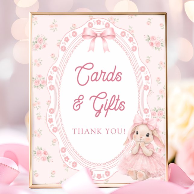 Little Bunny Bow Baby Shower Cards and Gifts Poster (Creator Uploaded)