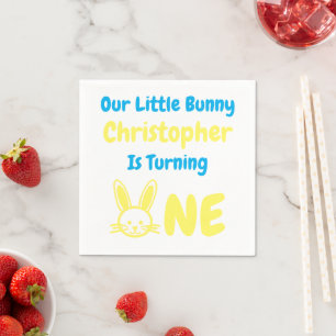 Little Bunny Boy 1st Birthday Napkin