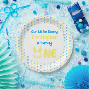 Little Bunny Boy 1st Birthday Paper Plate