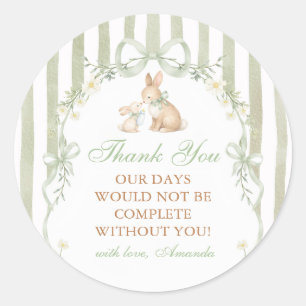 Little Bunny Daisy Floral Baby Shower Thank You Classic Round Sticker