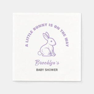 Little Bunny Easter Baby Shower White Purple Cool Napkin