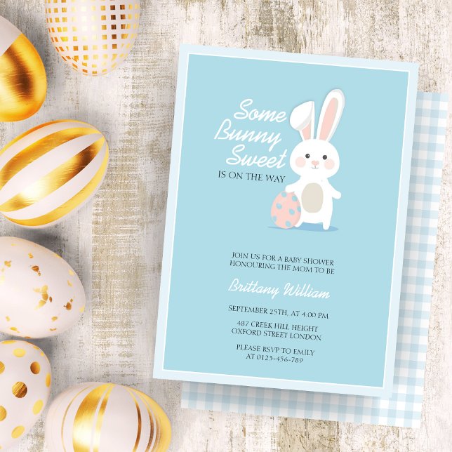 Little Bunny Easter Chequered Baby Shower  Invitation (Creator Uploaded)