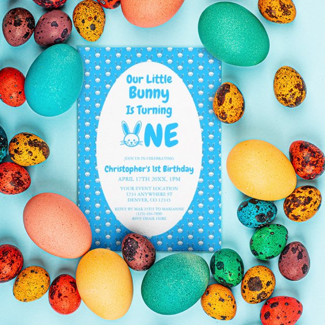 Little Bunny First Birthday Invitation (Creator Uploaded)