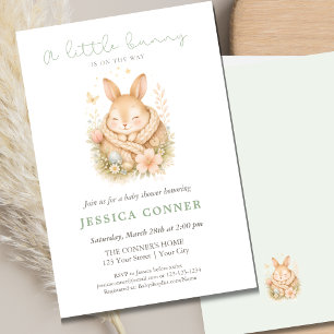 Little Bunny Floral Watercolor Baby Shower Flyer