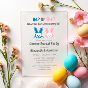 Little Bunny Gender Reveal Acrylic Invitations