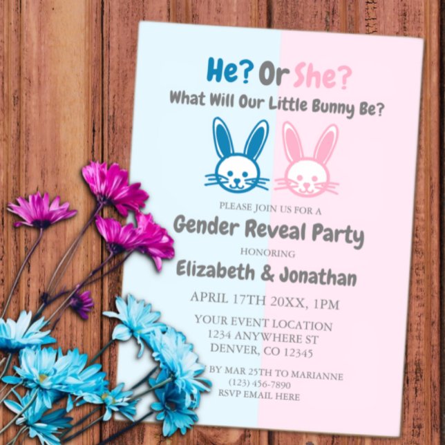Little Bunny Gender Reveal Acrylic Invitations (Creator Uploaded)