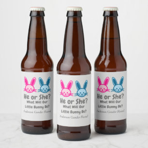 Little Bunny Gender Reveal Beer Bottle Label