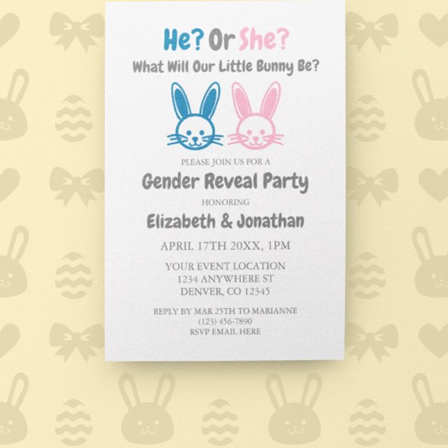Little Bunny Gender Reveal Invitation (Creator Uploaded)