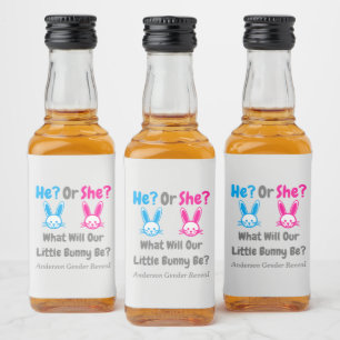 Little Bunny Gender Reveal Liquor Bottle Label