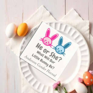 Little Bunny Gender Reveal Napkin