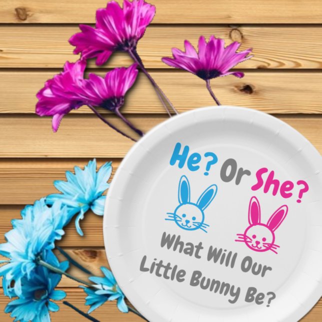 Little Bunny Gender Reveal Paper Plate (Creator Uploaded)