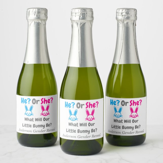 Little Bunny Gender Reveal Sparkling Wine Label (Bottles)