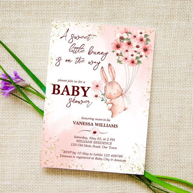 Little bunny is on the way baby shower  invitation (Creator Uploaded)