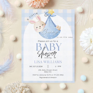 Little Bunny is On The Way Boy Easter Baby Shower Invitation