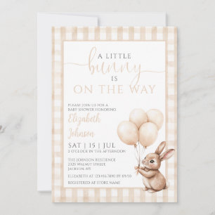 Little Bunny Neutral Baby Shower Photo QR Code Invitation