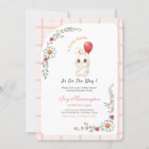 Little Bunny on the Way Floral Baby Shower Invitation