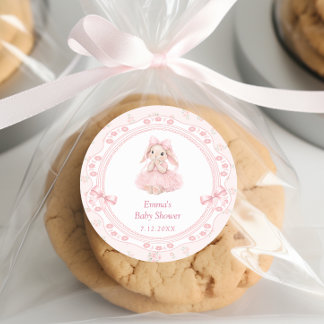 Little Bunny Pink Baby Shower Thank You Classic Round Sticker