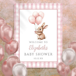 Little Bunny Pink Baby Shower Welcome Sign