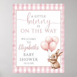 Little Bunny Pink Baby Shower Welcome Sign