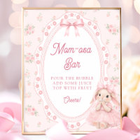 Little Bunny Pink Bow Baby Shower Mum-osa Bar